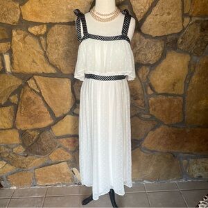 Topshop Cream Swissdot Sundress Maxi Dress with Square Neck Sleeveless Design